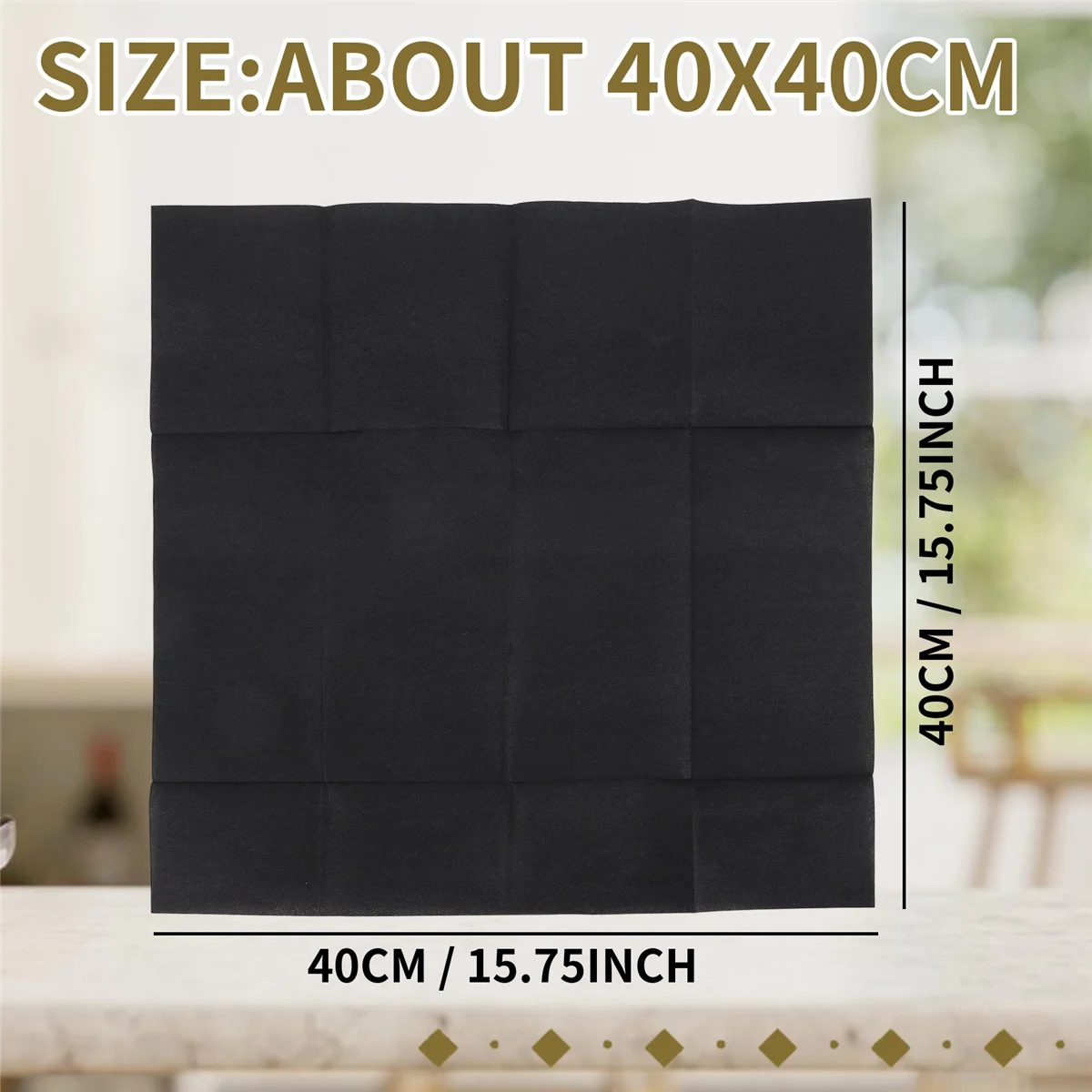 AYMR-50PCS Disposable Dinner Napkins with Built-in Flatware Pocket,Prefolded Cloth Like Paper Napkins for Wedding Party Black