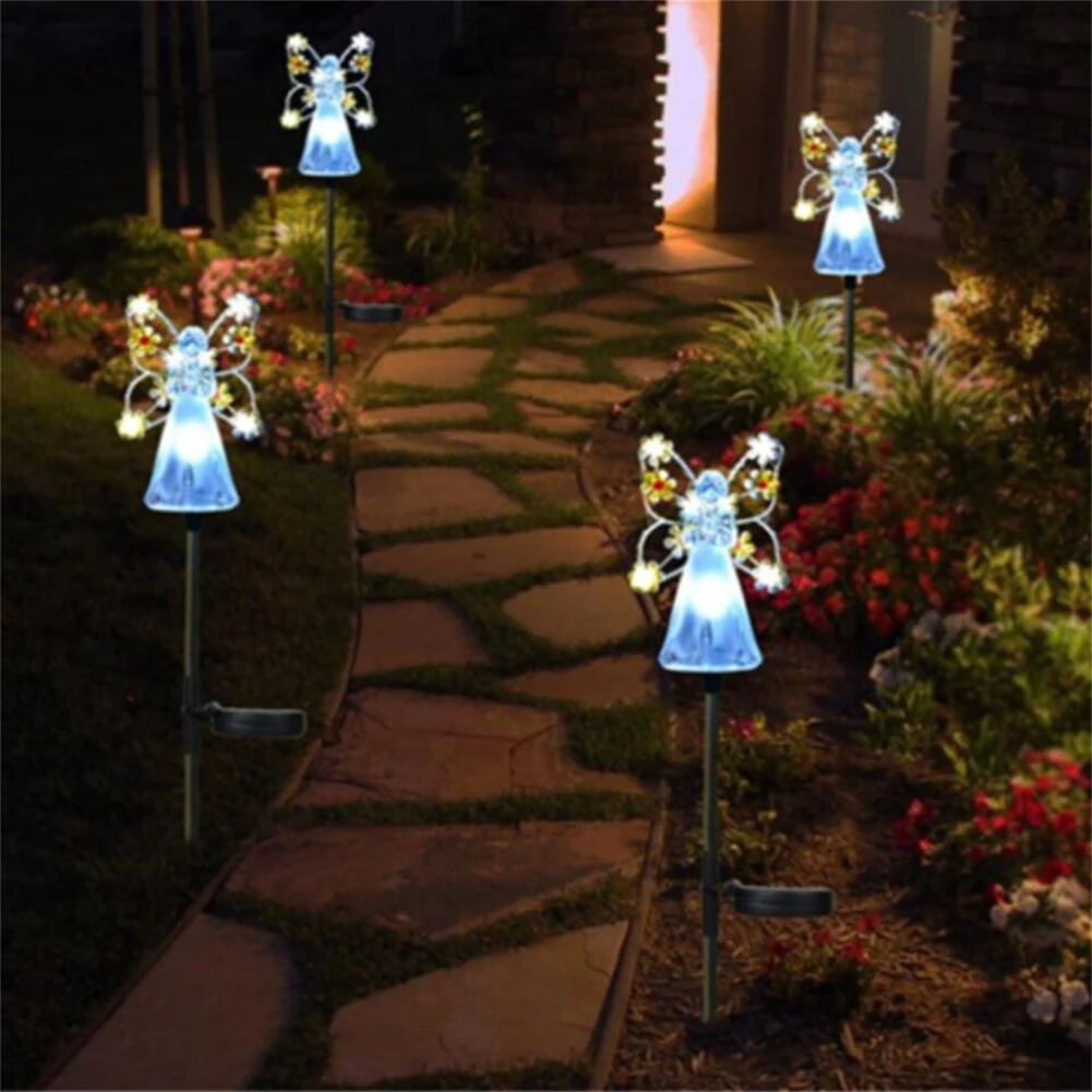 Solar Angel Garden Stake Lights Waterproof Wind-resistant Sun-resistant Angel Solar Lights For Backyard Garden Pathways