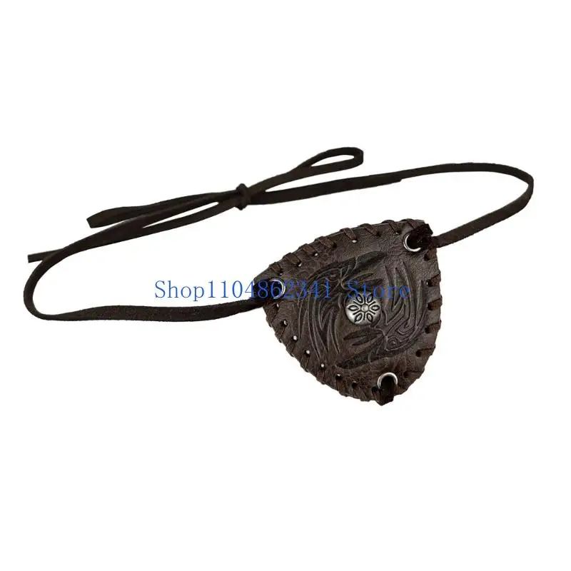 5asd Vintage Leather Eye Mask Pirate Eye Covers Medieval Csotume Accessories for Men Halloween Cosplay LARP Themed Event