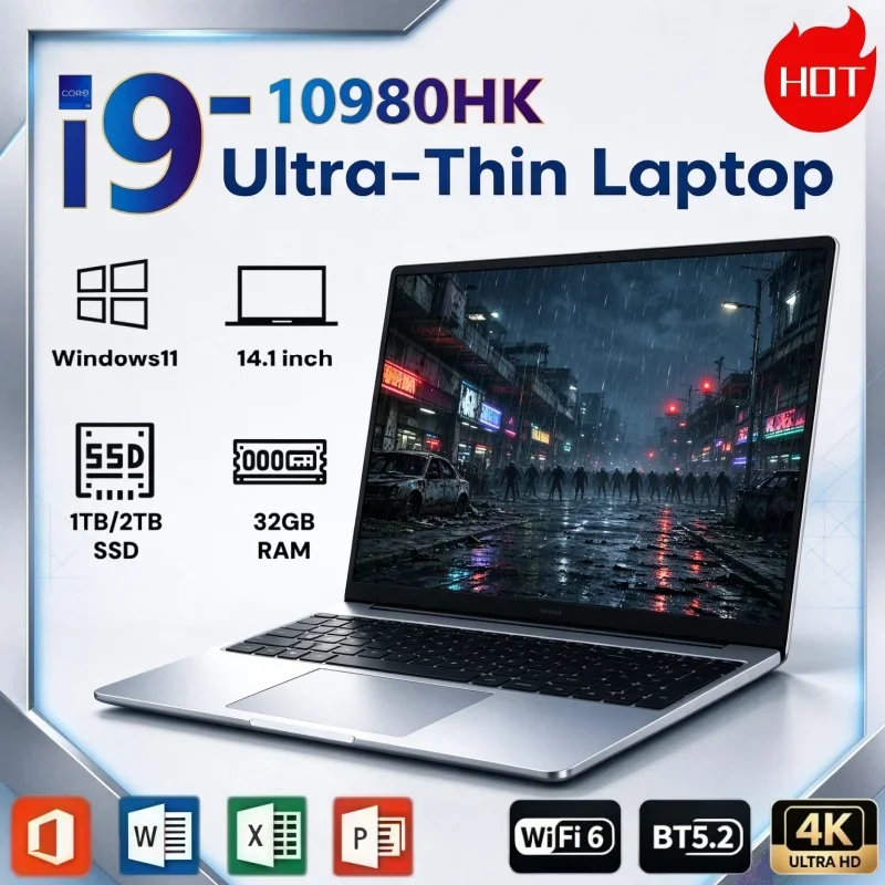14.1 Inch Intel I9-10980HK Notebook Computer Windows11 32GB RAM 2TB SSD Large Capacity Portable Laptop For Game Business
