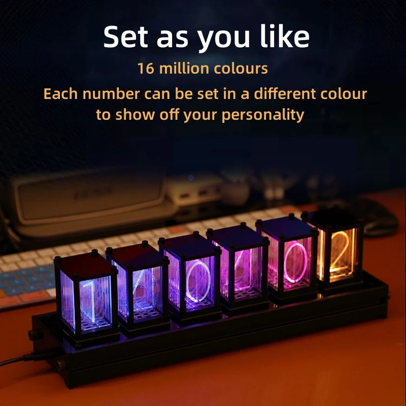 RGB Nixie Glow Tube Uhr DIY Holz Tisch uhr führte elektronische Nachtlichter Desktop-Lampe Digitaluhr Spielzimmer Dekoration Geschenk