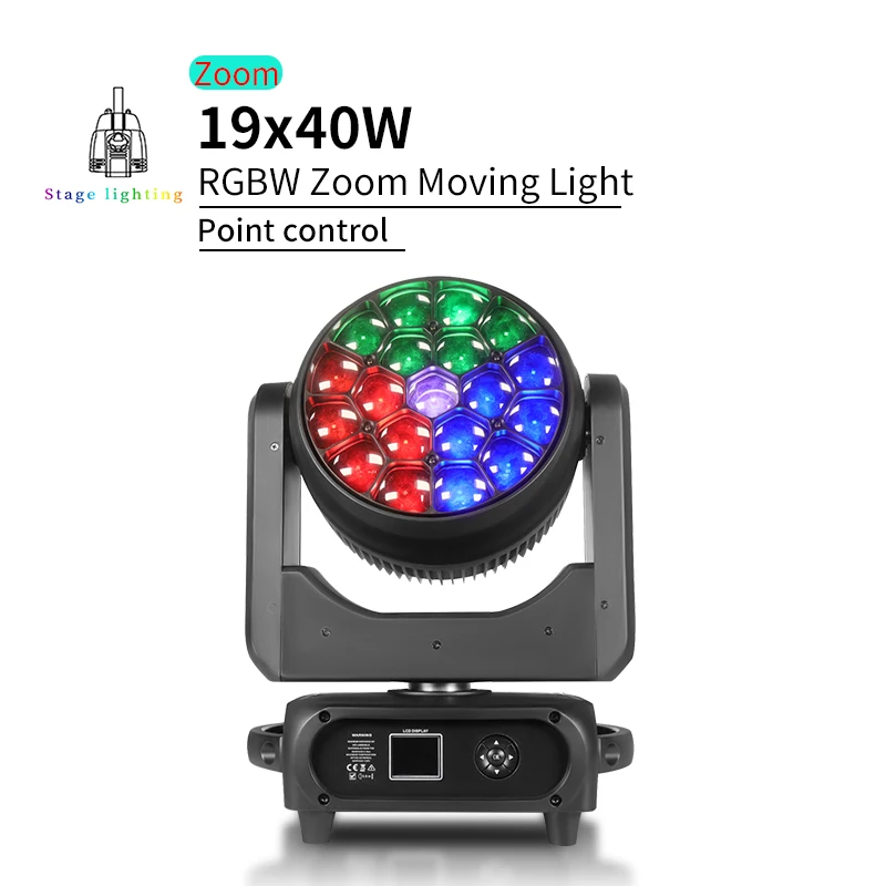 LED DMX 19x40W RGBW Focusable Moving Head Light Beam Washing Light suitable weddings bars clubs parties DJ stage lights