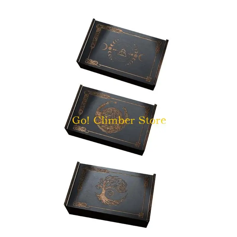 Q84C Portable Tarot Cards Box Push Pull Cards Box Gift Case Divination Card Storage Container Witch Decoration