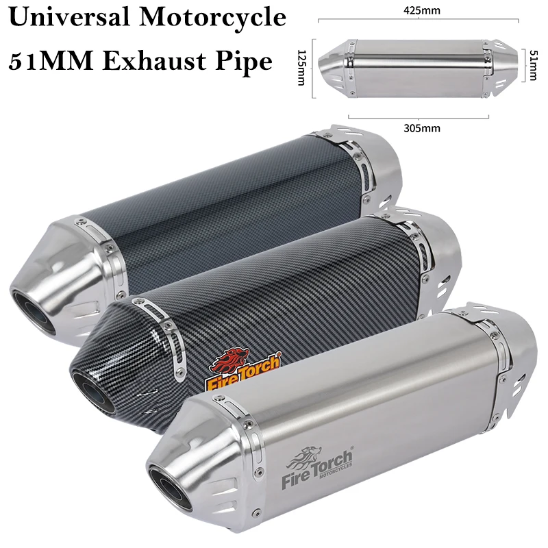 

Universal 38-51MM Motorcycle Exhaust Moto Pipe Escape For CBR650 R7 GSX-S1000 SV650 ER6N ZX6R MT09 CBR500 Z900 Muffler DB Killer