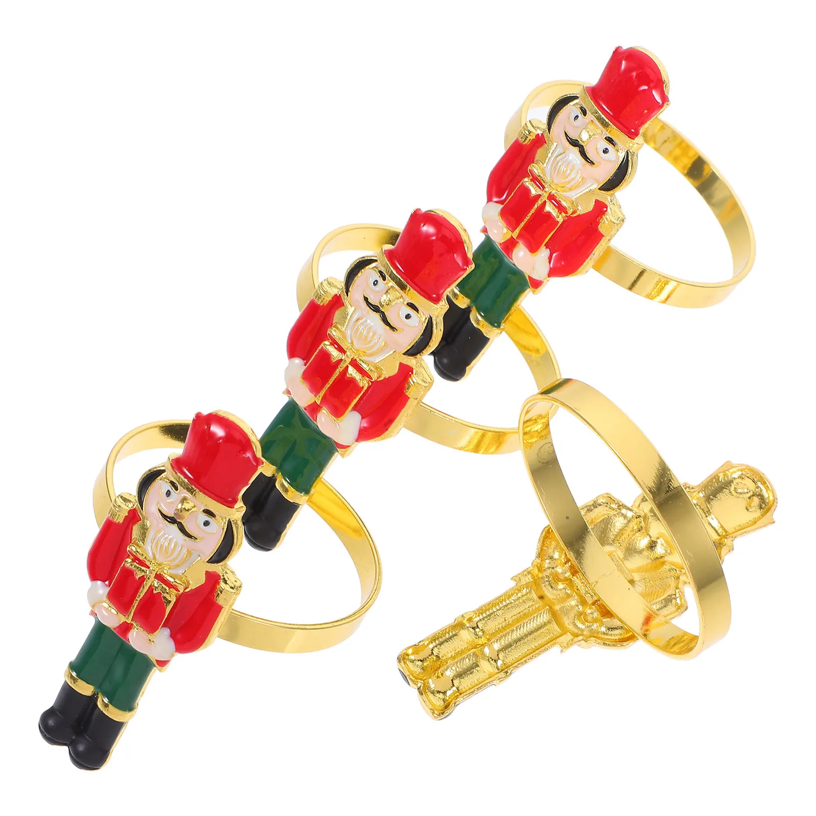 

4 Pcs Christmas Nutcracker Napkin Holders Nutcrackers Napkins Rings Banquet Table Accessories