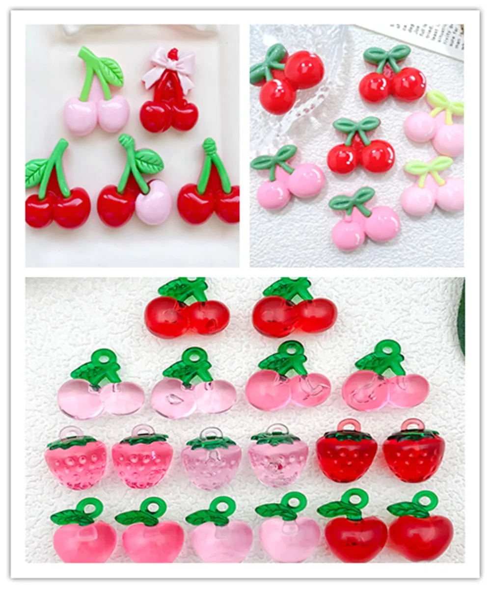 

Кавайная имитация фруктов, клубники, вишни, кабошон из смолы с плоской задней частью, скрапбукинг, сделай сам, заколка для волос, серьги, кулон, аксессуар для рукоделия
