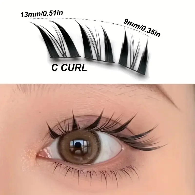 6 linhas de 36 cílios postiços olho de raposa - cílios postiços autoadesivos macios, sem cola e não removíveis, cílios postiços de anime, s