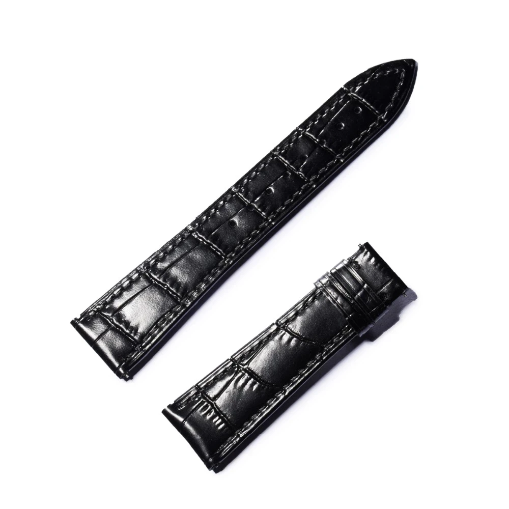 Reef Tiger/RT Crocodile Pattern Watch Strap Genuine Leather Wrist Watch Band Black Brown Men Watch Strap Accessories RGA1951