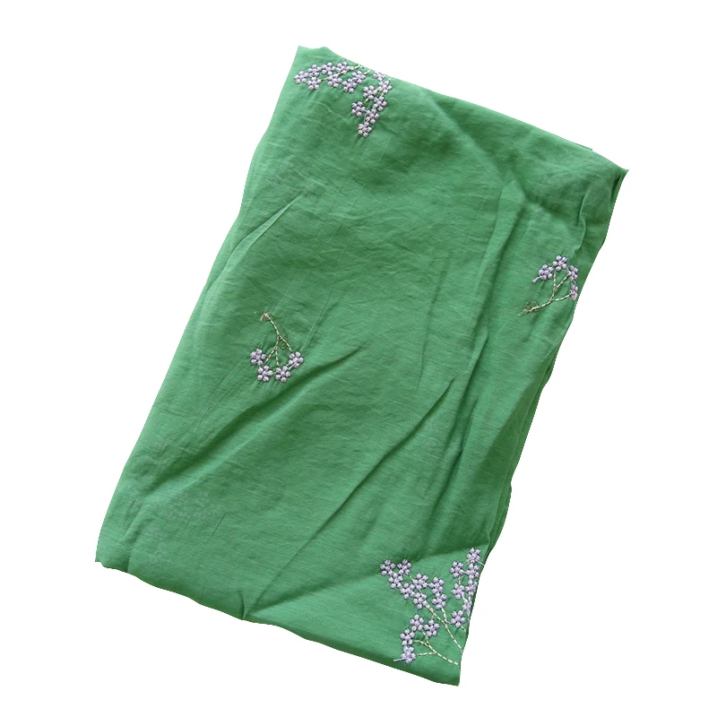 130x50cm Vintage Chinese Style Green Silk Embroidery Fabric Artistic Cheongsam And Summer Dress Sewing Cloth