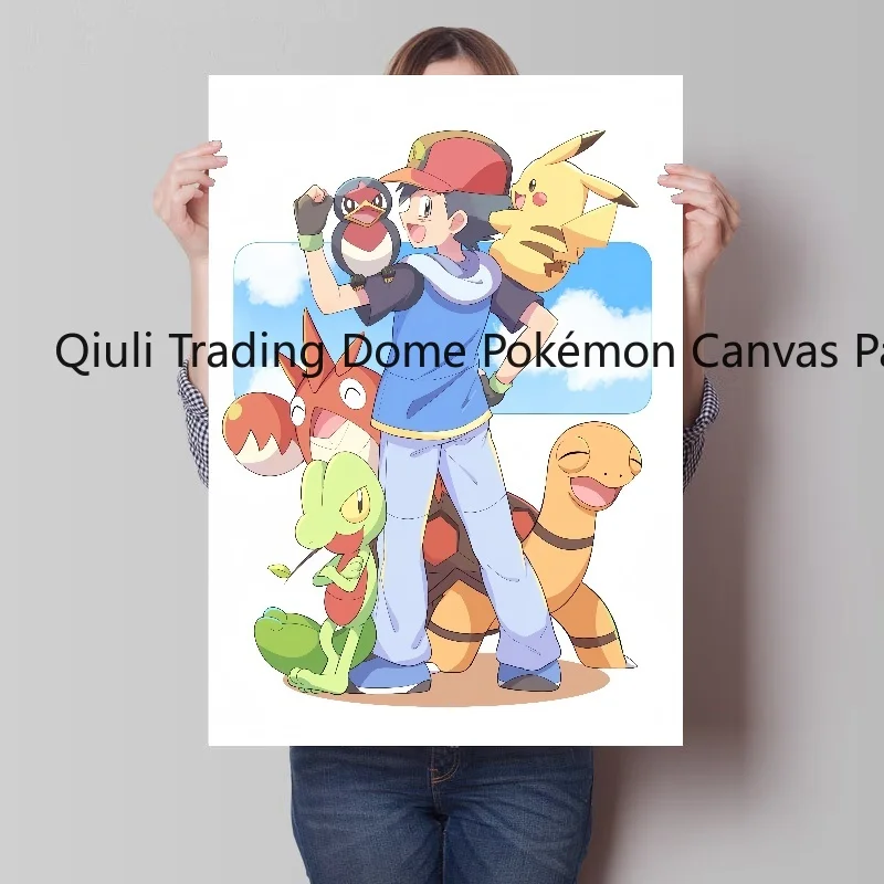 Classic Anime Peripheral Pokemon Canvas Painting Artwork Pikachu Wall Stickers Home Decorative Gifts Cartoon Character Picture