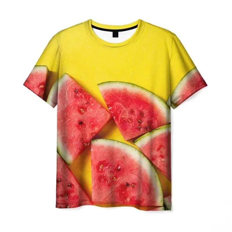 

Fruit Pattern T Shirt For Men Watermelon Orange 3D Printed Tees Summer Street Short Sleeve Round Neck Tops Oversize T-Shirts