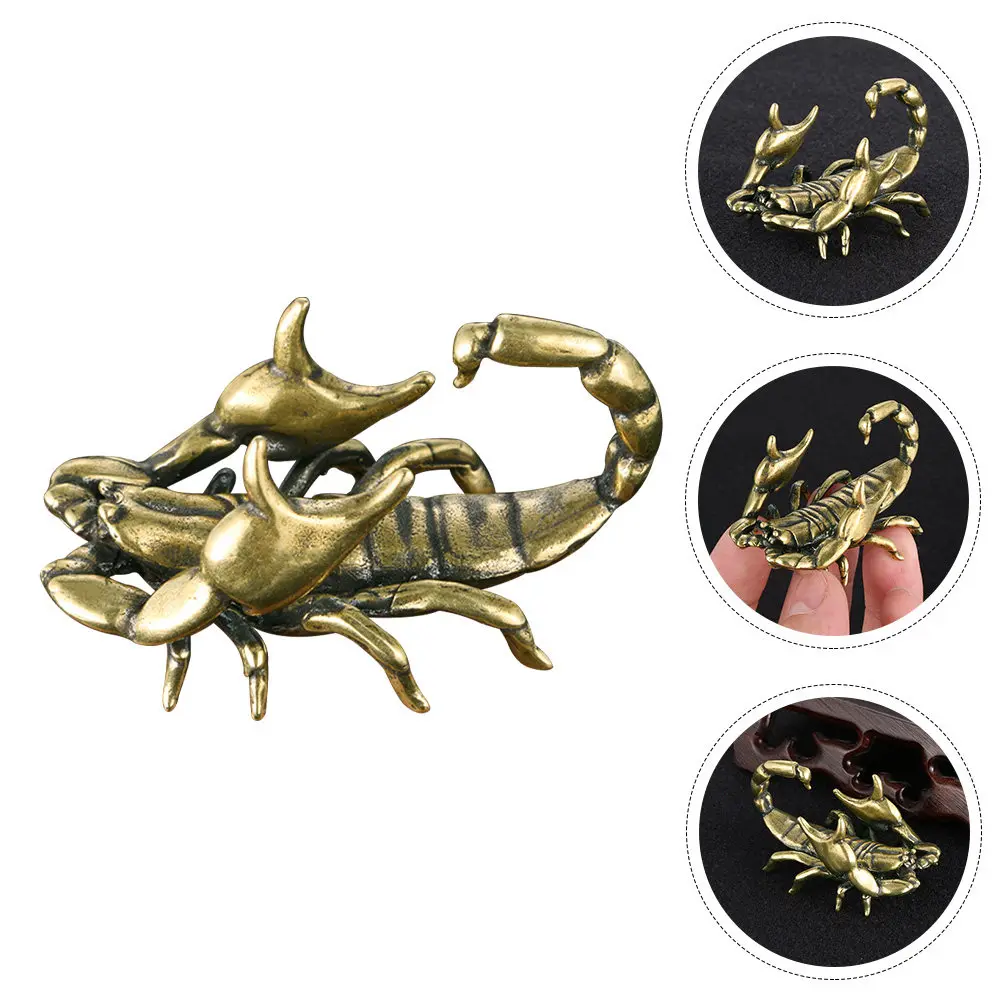 Scorpion Shape Brass Pen Holder Desk Organizer – Retro Desktop Ornament for Office, Study, Home Decor