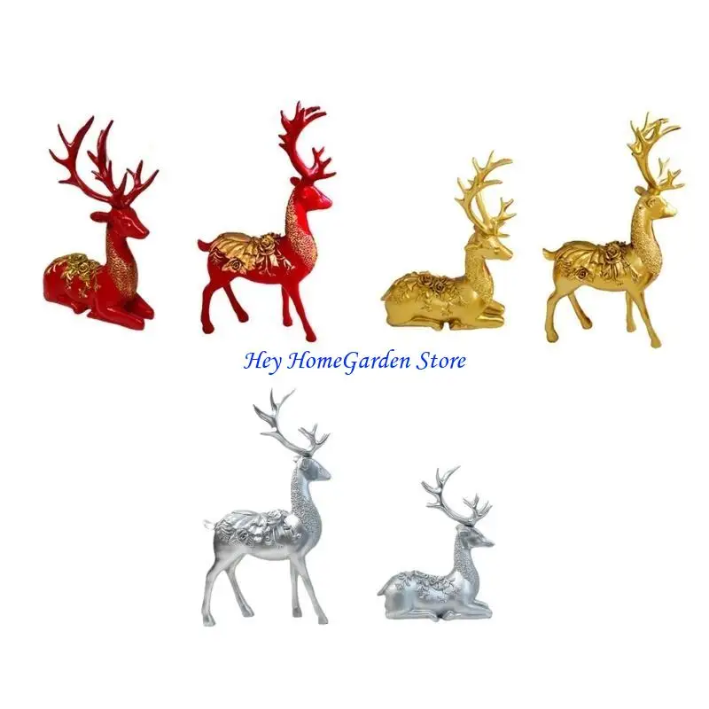 652F Creative Mooses Decorative Figurine, Resins Art Elk Ornament Tabletop Deer Adornment for Home and Office