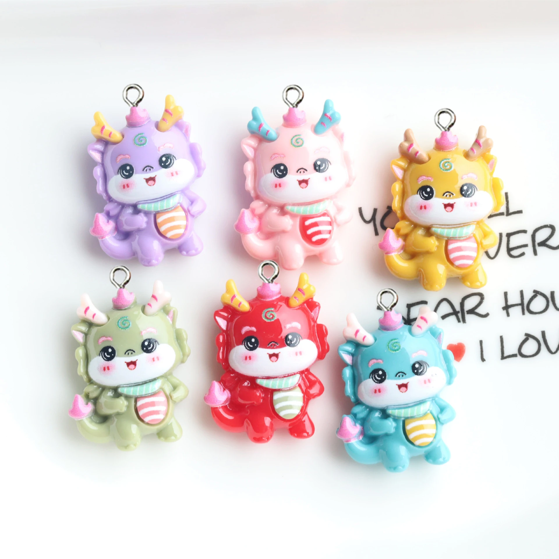 10Pcs Cute Cartoon Dragon Resin Charms Flatback Animal Pendants for Jewelry  Earrings Necklace Making DIY Keychain Accessories