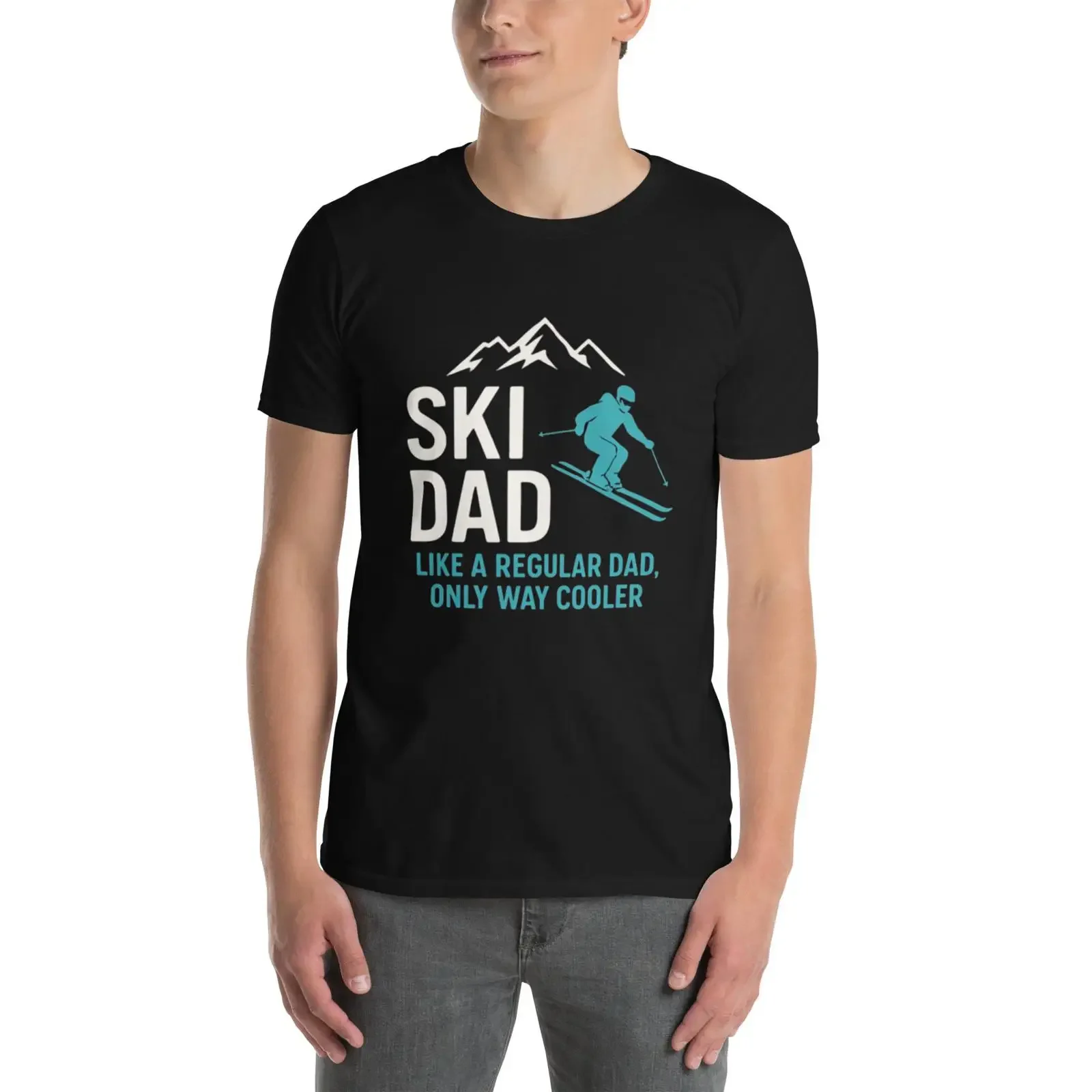 Ski Dad Like A Regular Only Way Cooler T Shirt Funny Skiing Father Father's Day Mountain Lover  vintage Washed Versatile Unisex