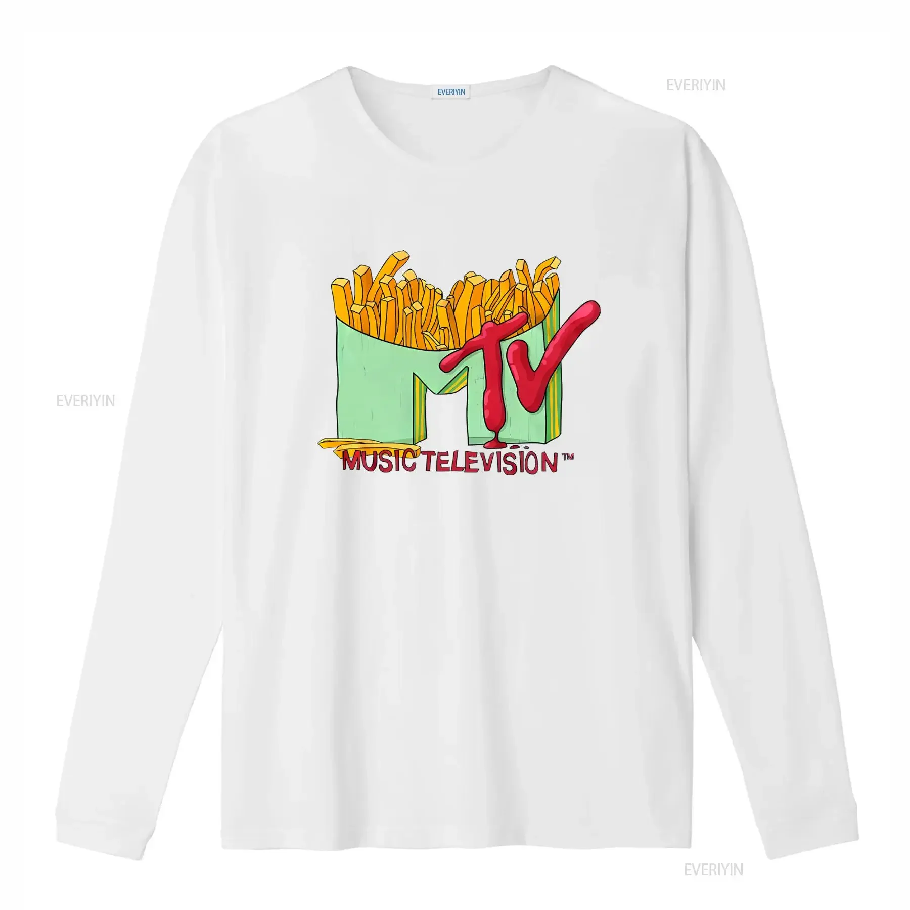 French Fries Logo MTV T Shirt for Casual Fashion Print vintage Washed Soft fashion Breathable Slightly Comfortable view 4