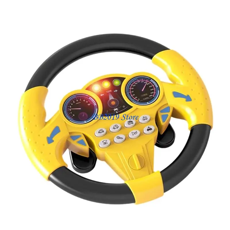 Q0KB Children's Sound Enabled Steering Wheel for Realistic Car Ride Adventures Ages 3+ Baby Steering Wheel