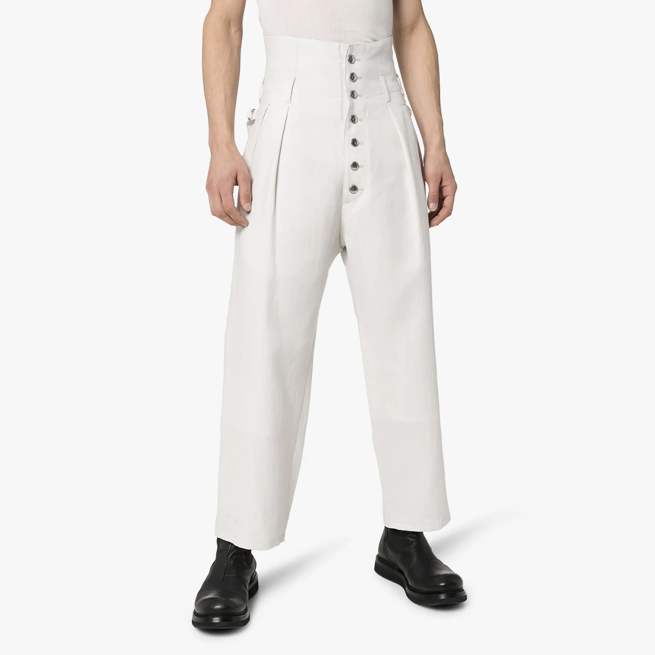 

YOJI OOAK, мужские повседневные свободные брюки из льна с высокой талией, черно-белые льняные брюки