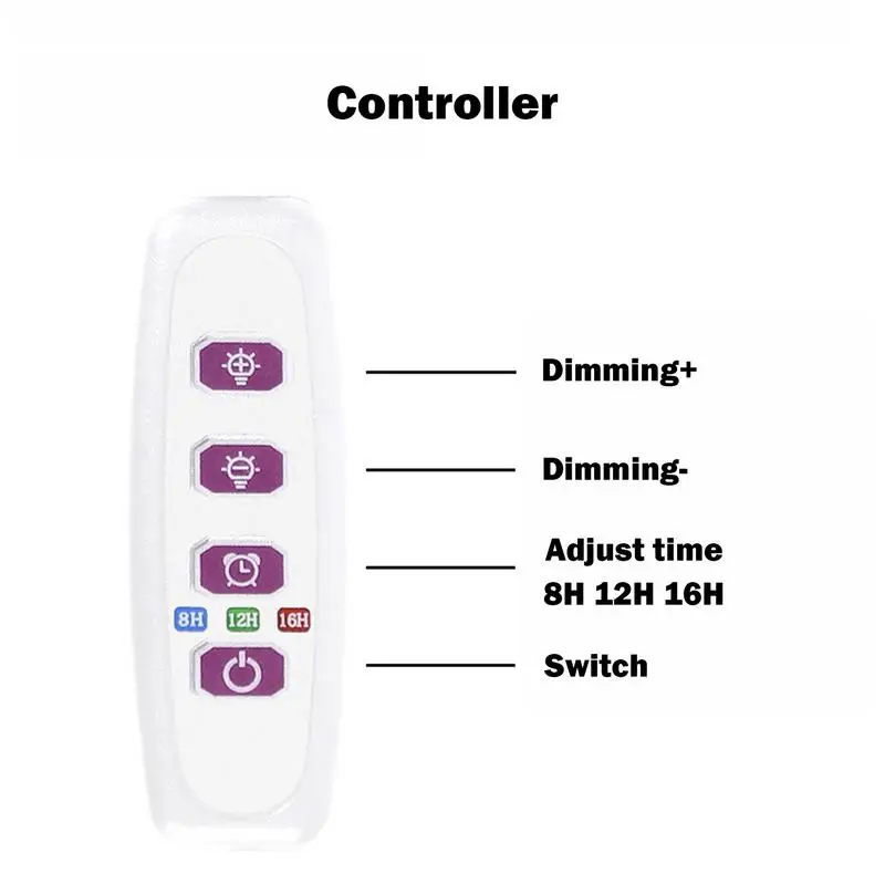 Lámpara LED de espectro completo para cultivo de plantas, bombilla de luz de encendido y apagado automático, regulable, para plantas de interior