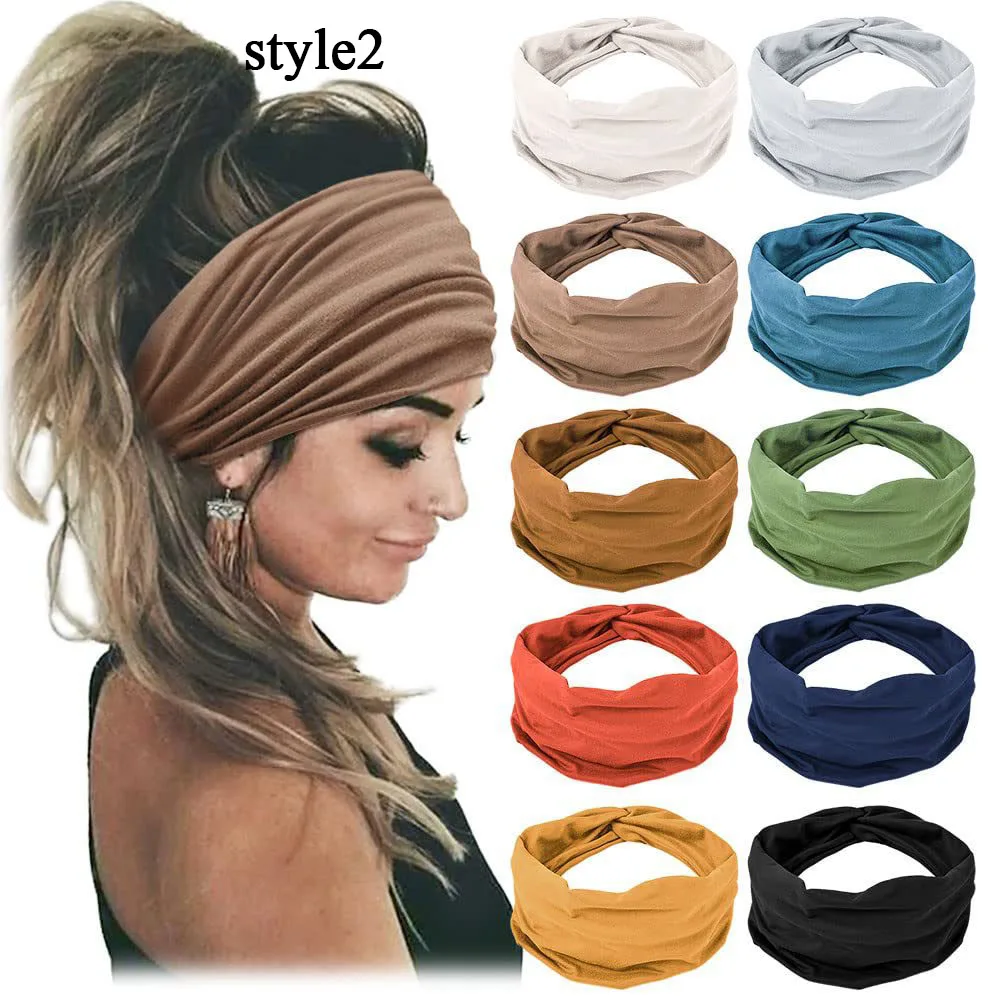 

10Pcs/set Wide Solid Color Hairbands Soft Elastic headband Twisted Women Girl Makeup Sports Yoga Headwrap Hair Accessories