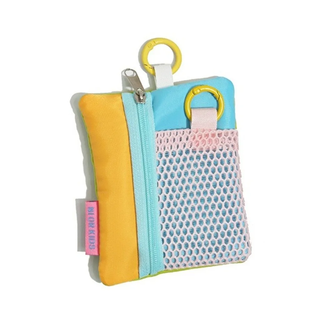 Fashion Contrasting Mesh Cosmetic Bag Lightweight Zipper Storage Pouch Portable Card Bag for Commute Travel Use