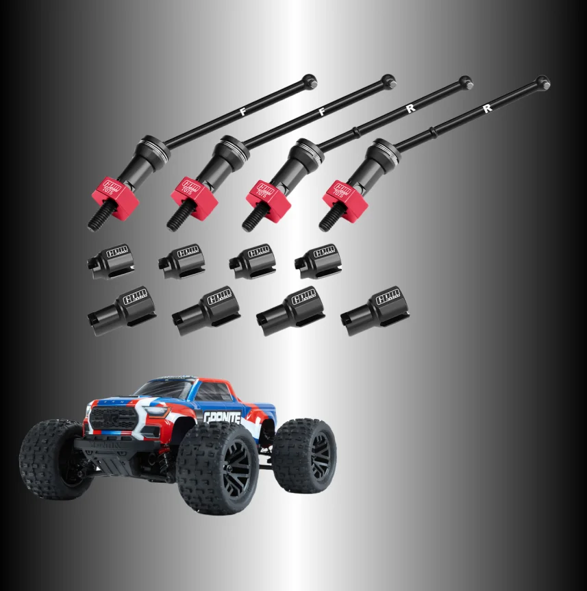 

GPM ARRMA Granite Grom Typhon Grom4140 CARBON STEEL FRONT & REAR CVD DRIVE SHAFTS WITH ALLOY 7075 WHEEL HEX (PINS THICKENED 2MM)