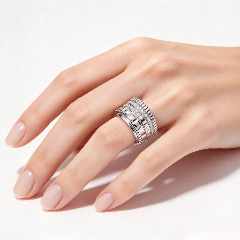 Hammered Textured Closed Band Ring for Ladies, Handmade Retro Hammer Texture, Stackable Solid Band, Comfortable Wearing, Daily Fashion Jewelry for All Occasions
