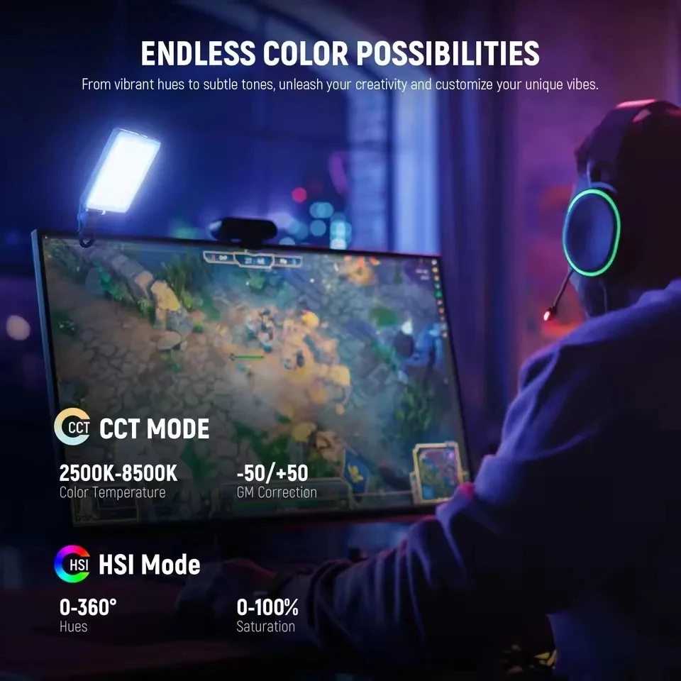 Mini RGB LED Fill Light Portable Pocket Clip Lamp USB Rechargeable for iPhone Android iPad Laptop Video Vlog Live Photography