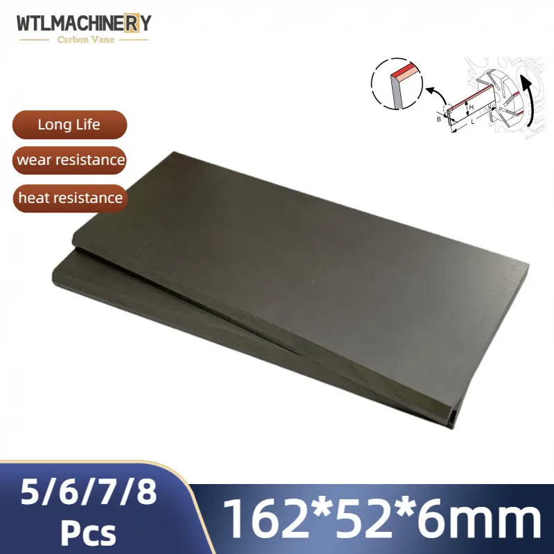 

162x52x6mm Graphite Carbon Vane Carbon Sheet For Vacuum Pump Blades Suit For Compressor Air Pump 5/6/7/8 Pcs