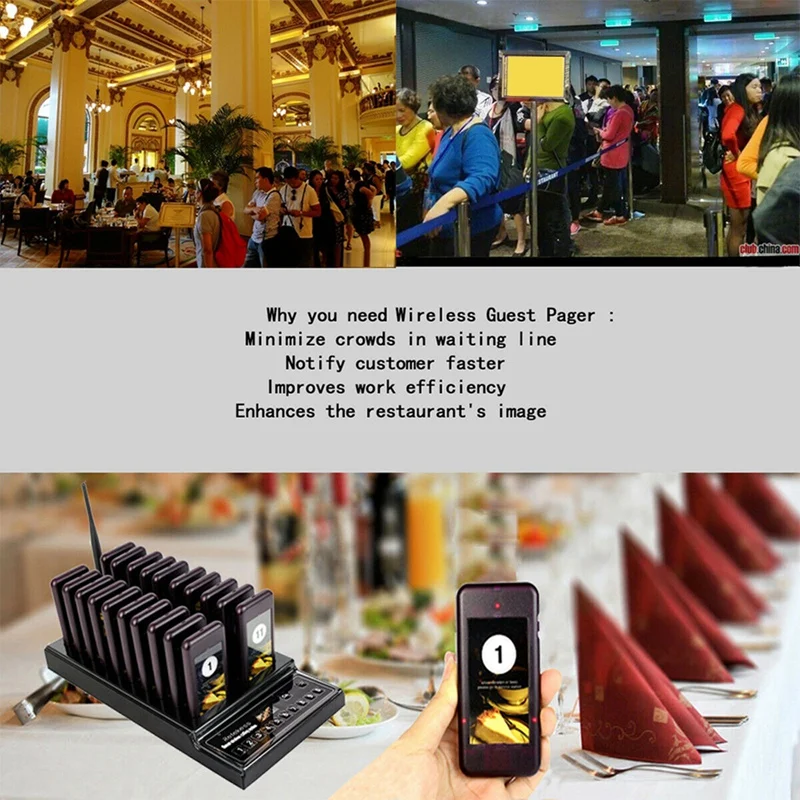 Wireless Meal Dispenser Wireless Waiter Calling System 20 Channel For Restaurant Coffee Shop Food Court Queuing System US Plug