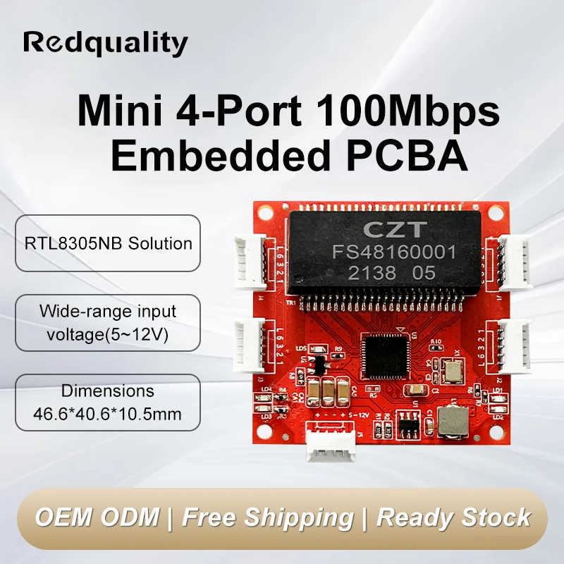 Embedded 4-port 100Mbps Switch Module Expansion Network Video Transmission PCBA Board Industrial Control Computer Drone