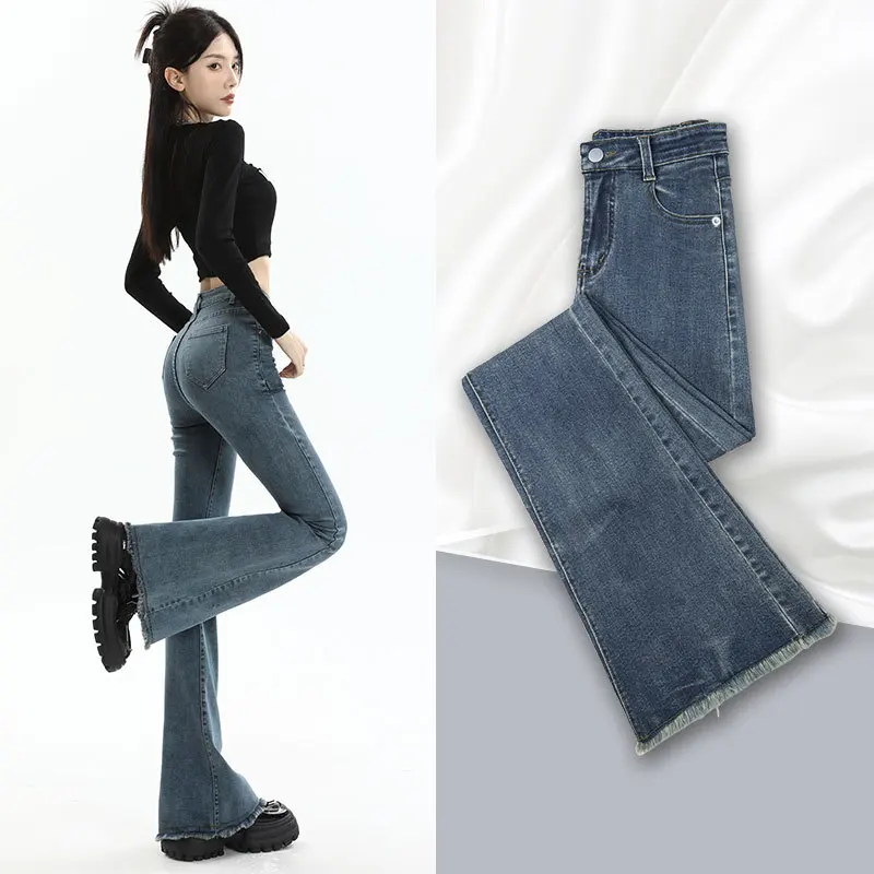 

Summer Wide Leg Pants High Waist Loose Fit Jeans Women's Denim Trousers Casual High Waist Folded Hem Deep And Light Colors