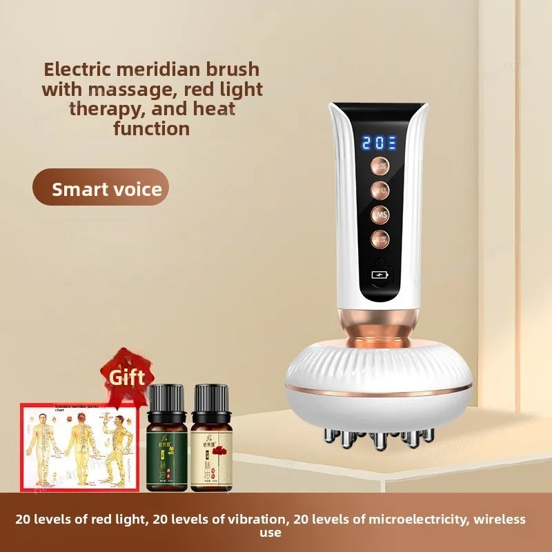 

Microcurrent Body Massager Gua Sha Electric Meridian Brush with Heated Vibration Red Light Therapy Body Slimming Anti Cellulite