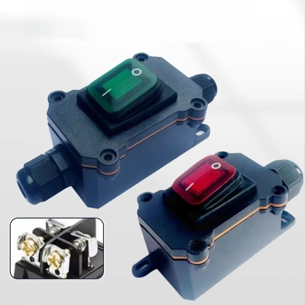 Heavy Duty 110V-220V Inline Power Cord Switch 12V-24V 30A Marine Rocker Switch IP67 Waterproof High Current Connetor