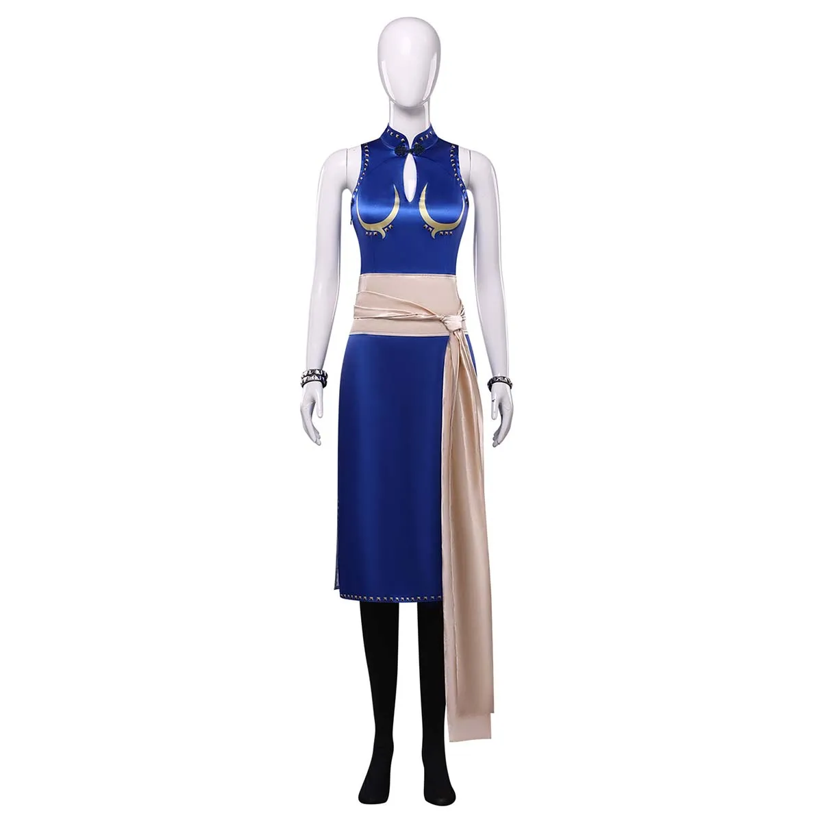 Women's Street Fighter Chun Li Cosplay Blue Cheongsam Costume Or Black Wig