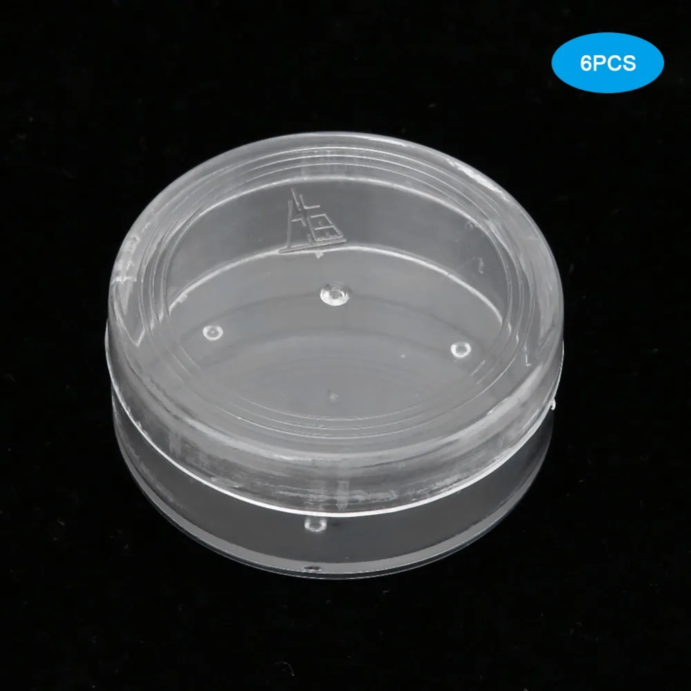 6Pcs Transparent Watch Oil Washing Jar Plastic 6x2.5cm Watch Movement Cleaning Pot Watch Repair Jar for Repairing Workers