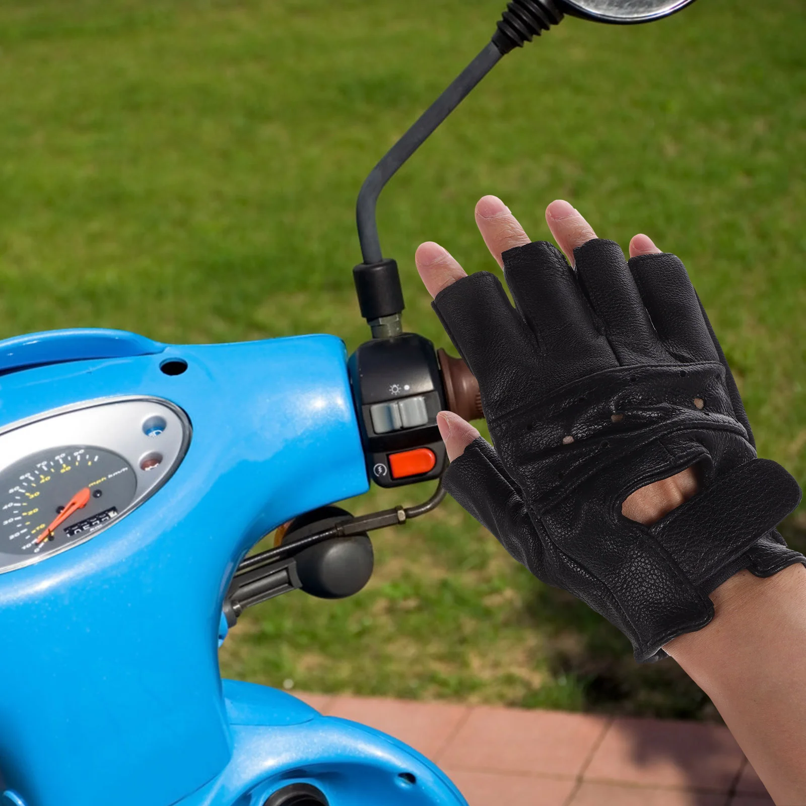 Guantes para motocicleta Fitness ejercicio antideslizante mujeres cómodo medio dedo