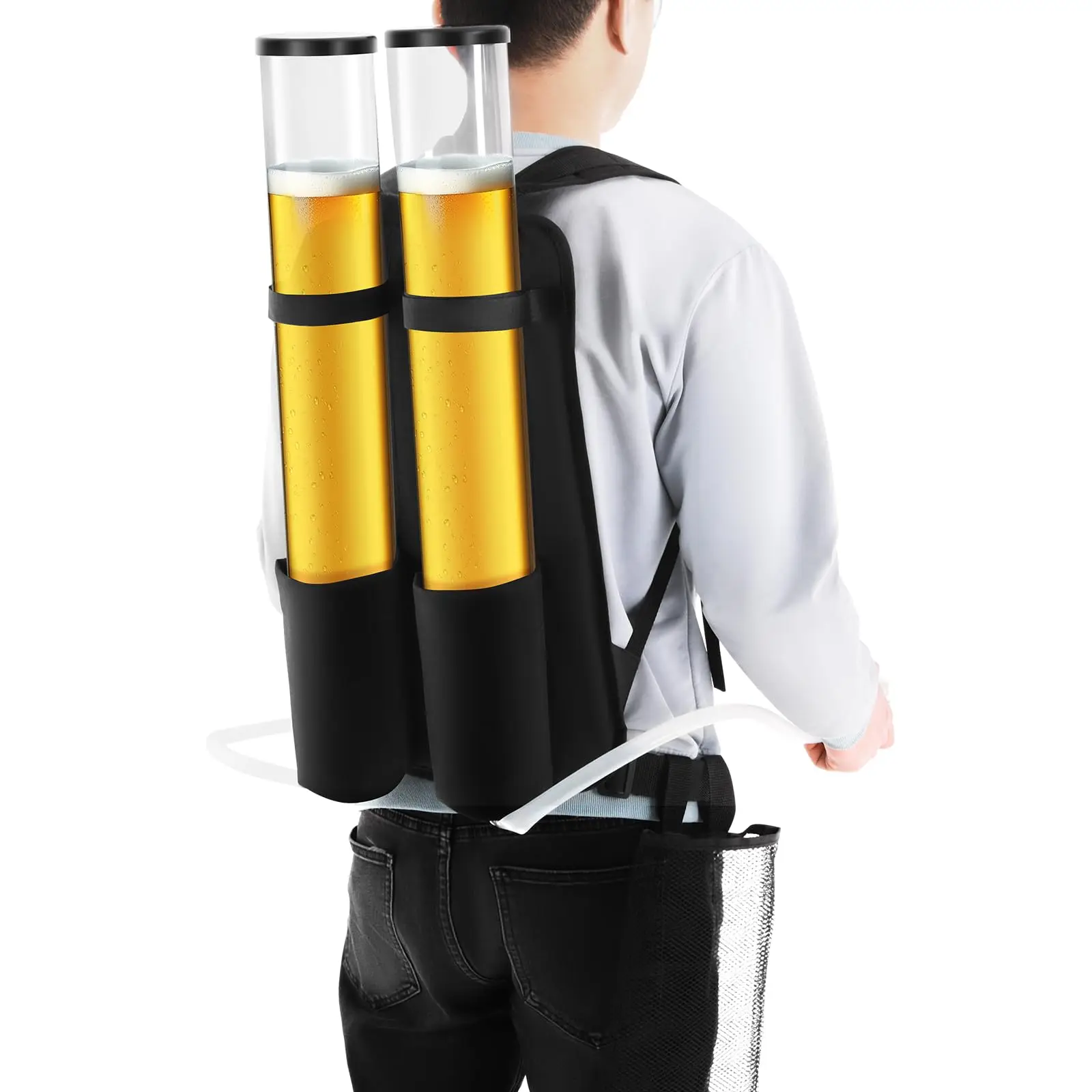 

Dual Tank Double Drink Dispenser, Beverage Dispenser Backpack Beer Li Shot Gun for Club Bar Party Beer Tool, Portable Dual Bar