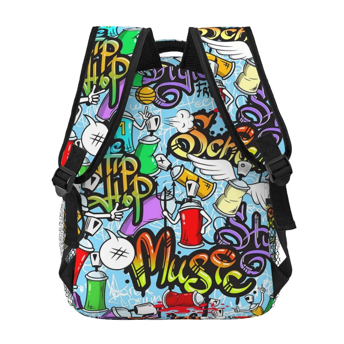 Muzyka hip-hopowa Graffiti plecaki chłopcy dziewczęta Bookbag torby szkolne dla dzieci Cartoon plecak na laptopa torba na ramię o dużej pojemności