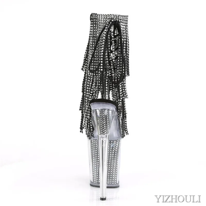 

8 inches, sexy ankle boots, women's high heels, beaded waterproof platform, 20cm pole dance, banquet performance boots