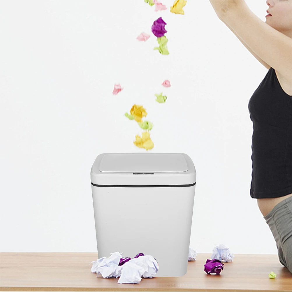 

Smart Trash 14L Automatic Trash Can White Operated Automatic Bin Kitchen Bedroom Living Room Sensor Garbage Container