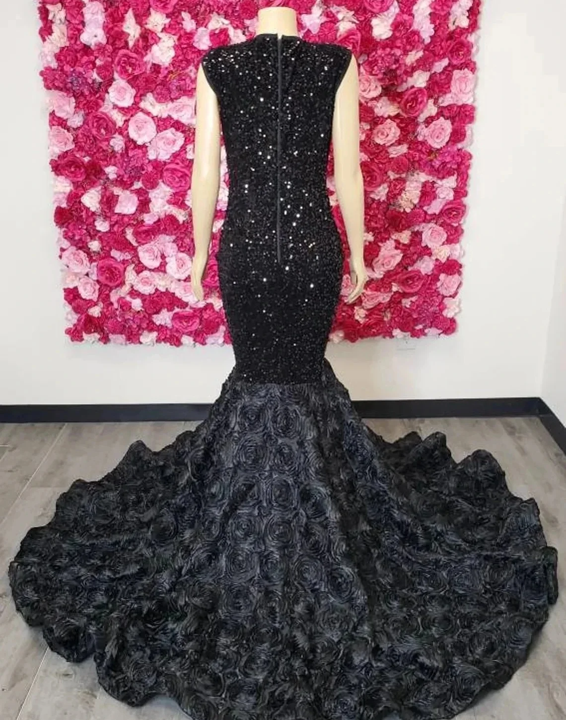 Luxury African American Long Prom Dresses For Black Girls Mermaid Sequins Floral Crystals Women Elegant Evening Gown Customized