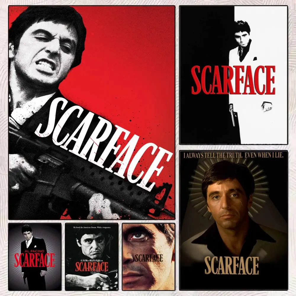 Classic Movie S-Scarface Painting Calligraphy Aesthetic Canvas Wall Poster Modern Room Bedroom Cafe Wall Artwork
