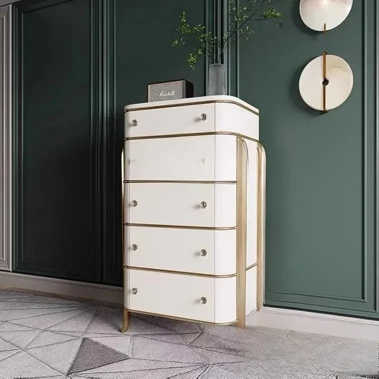 A American light luxury bedroom storage cabinet modern simple living room solid wood, white drawer cabinet customization
