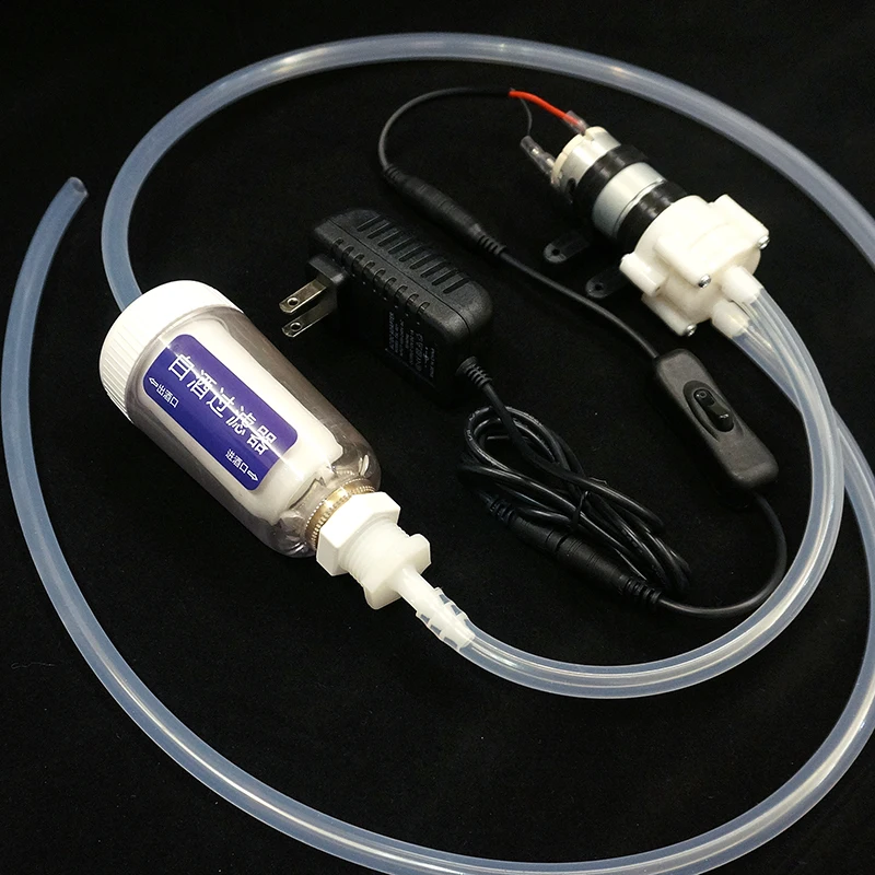 

Electric Liquor Filter Pump Mini Alcohol Filtration Machine Home Brew Liquor Purifier with Ceramic Activated Carbon Filter