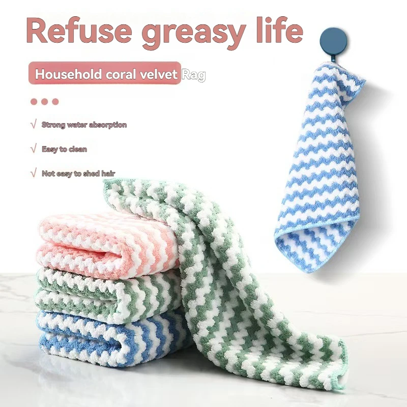 

5 шт./10 шт. впитывающая салфетка для мытья посуды, кухонная, маслостойкая, безворсовое полотенце, утолщенная салфетка для протирки стола, губка для мытья посуды