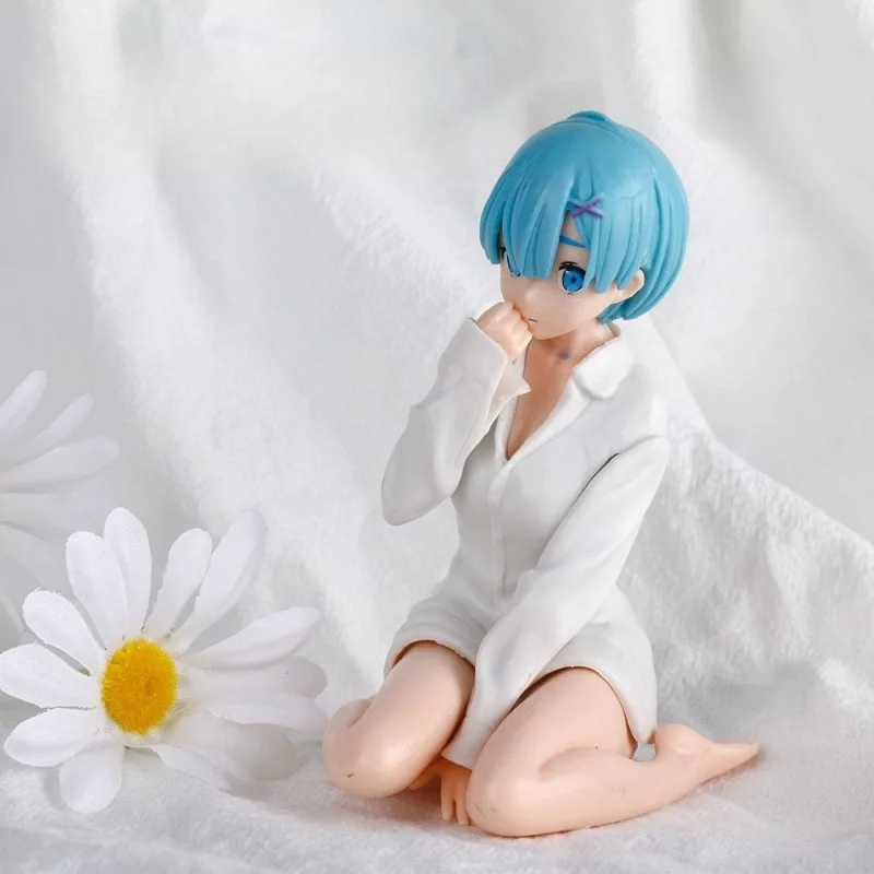 Re:Life in A Different World From Zero White Shirt Rem PVC Action Figurine Desk Collectible Anime Model Toys Figures Gift 11cm