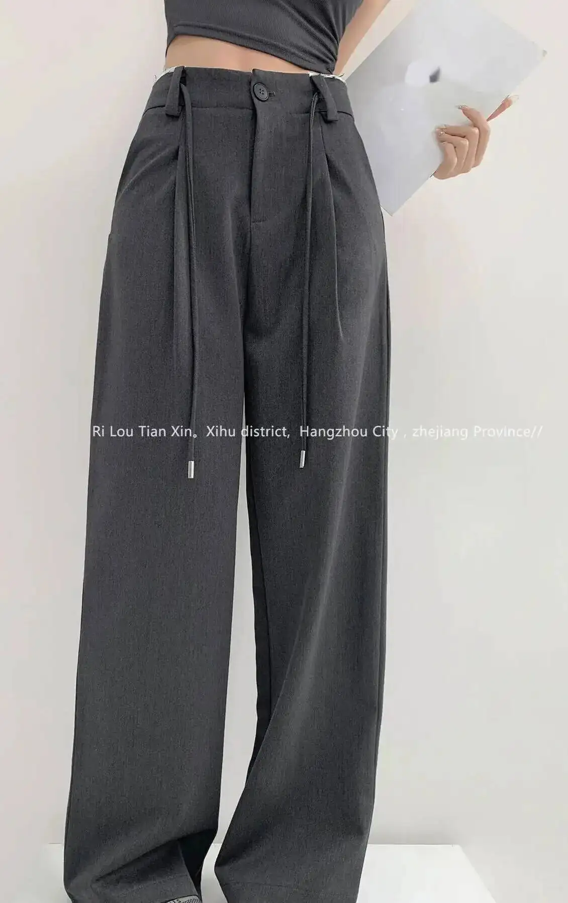 

Женские брюки-палаццо узкого кроя с высокой талией, на шнуровке, с вставками, прямые, в пол, лето 2026, новинка, повседневные, KJNQ