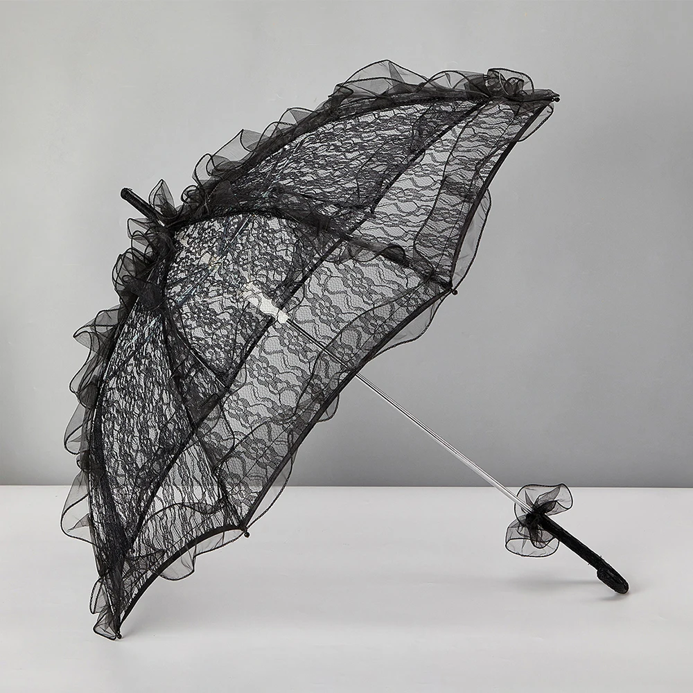 Lace Parasol Umbrella for Wedding, Bridal Photo Prop, Gothic Lolita Ruffle Umbrella, Decorative Umbrella for Bridesmaid Party image 2