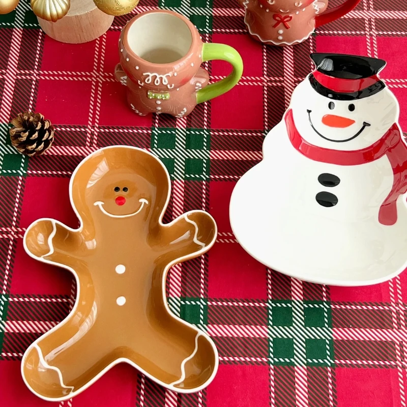 

Christmas Cute Stuff Gingerbread Man Boy Girl Cup Couple Cup Gingerbread Man Plate Snowman Plate Christmas Gift